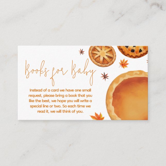 Little Cutie Pie Autumn Baby Shower Books for Baby Enclosure Card (Front)