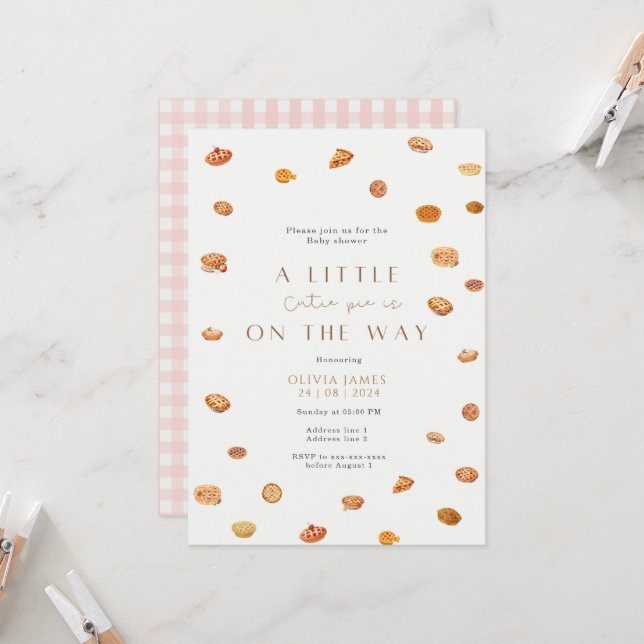 Little cutie pie baby shower invitation (Front/Back In Situ)