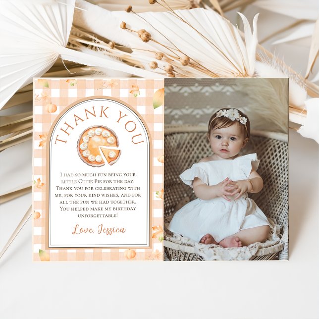 Little Cutie Pie Birthday Photo Thank you card (Creator Uploaded)