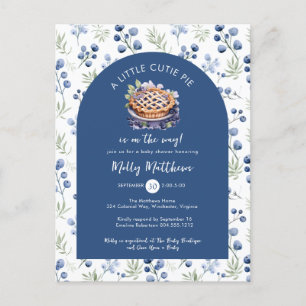 Little Cutie Pie Blue Floral Baby Shower   Postcard