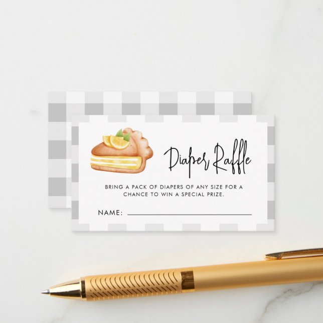 Little Cutie Pie Diaper Raffle Baby Shower Enclosure Card (Front/Back In Situ)