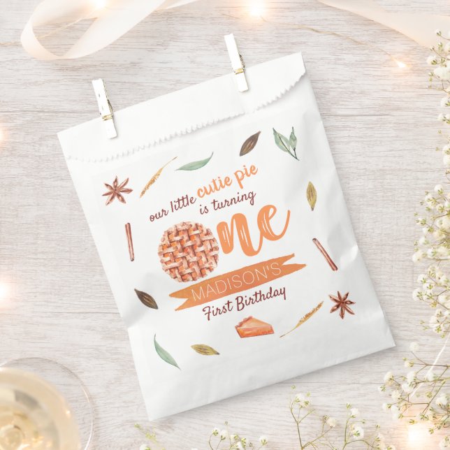 Little Cutie Pie Fall 1st Birthday Favour Bags (Clipped)