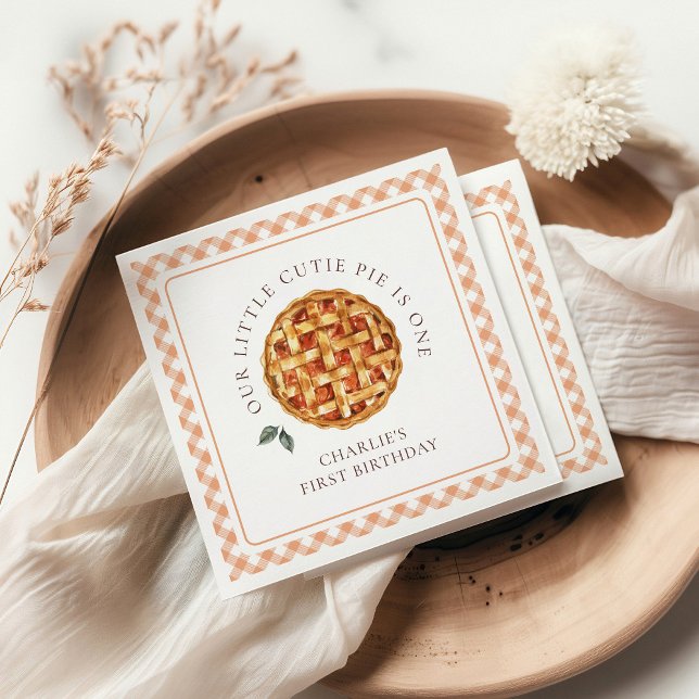 Little Cutie Pie Fall 1st Birthday Napkin (Creator Uploaded)