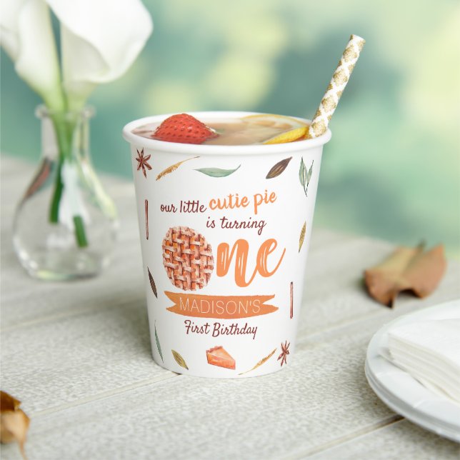 Little Cutie Pie Fall 1st Birthday Paper Cups (Insitu)