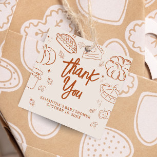 Little Cutie Pie Fall Baby Shower Square Favour Tags