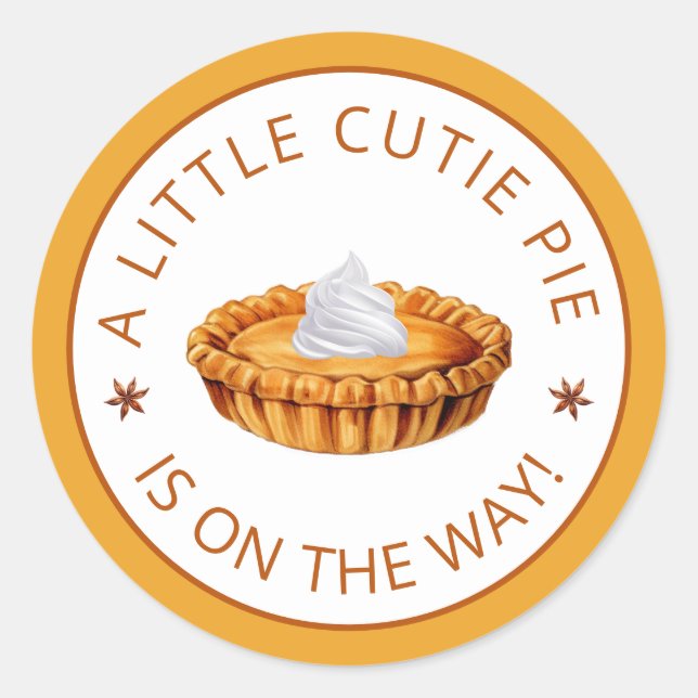 Little Cutie Pie Fall Baby Shower Sticker (Front)