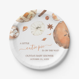 Little Cutie Pie Fall Pumpkin Baby Shower Paper Plate
