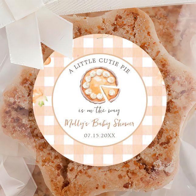 Little Cutie Pie Fall Pumpkin Baby Shower Sticker (Creator Uploaded)
