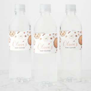 Little Cutie Pie Fall Pumpkin Baby Shower Water Bottle Label