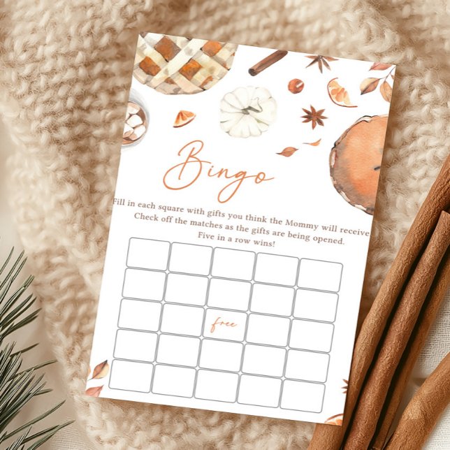 Little Cutie Pie Fall Pumpkin Bingo Game (Pumpkin Pie Baby Shower Bingo Game)