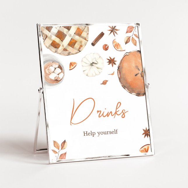 Little Cutie Pie Fall Pumpkin Envelope Station Poster (Pumpkin Pie Baby Shower Drinks Sign)