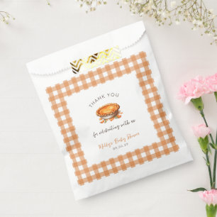 Little Cutie Pie Fall Pumpkin Gingham Baby Shower Favour Bags
