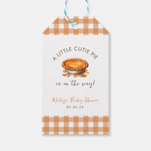 Little Cutie Pie Fall Pumpkin Gingham Baby Shower  Gift Tags