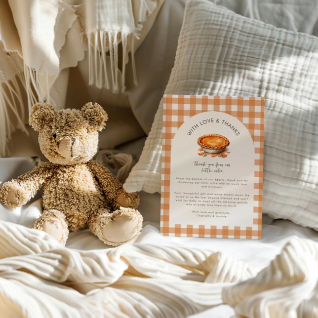 Little Cutie Pie Fall Pumpkin Gingham Baby Shower  Invitation (Little Cutie Pie Fall Baby Shower Thank You 
Card )