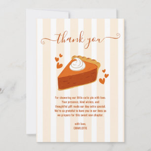 Little Cutie Pie Fall Stripes Pumpkin Baby Shower Thank You Card