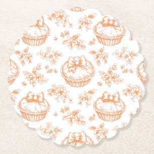 Little Cutie Pie Floral Toile de jouy Baby shower Paper Coaster