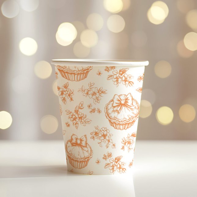Little Cutie Pie Floral Toile de jouy Baby shower Paper Cups (Creator Uploaded)