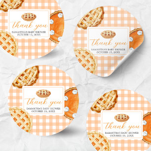 Little Cutie Pie Gingham Baby Shower Classic Round Sticker