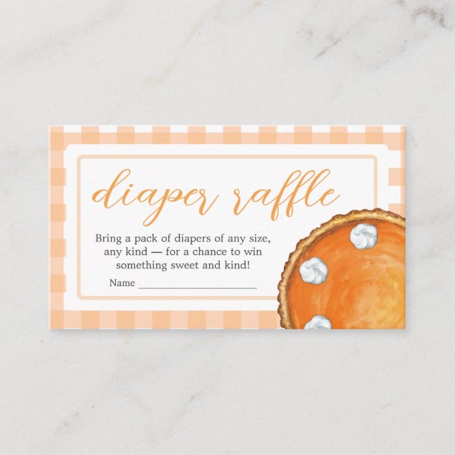 Little Cutie Pie Gingham Baby Shower Diaper Raffle Enclosure Card (Front)