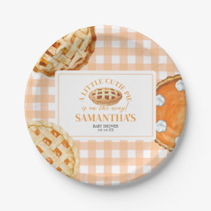 Little Cutie Pie Gingham Baby Shower Paper Plate