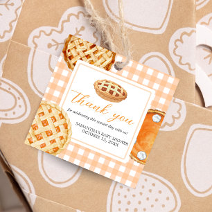 Little Cutie Pie Gingham Baby Shower Square Favour Tags