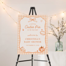 Little Cutie Pie Gingham Baby Shower Welcome Sign