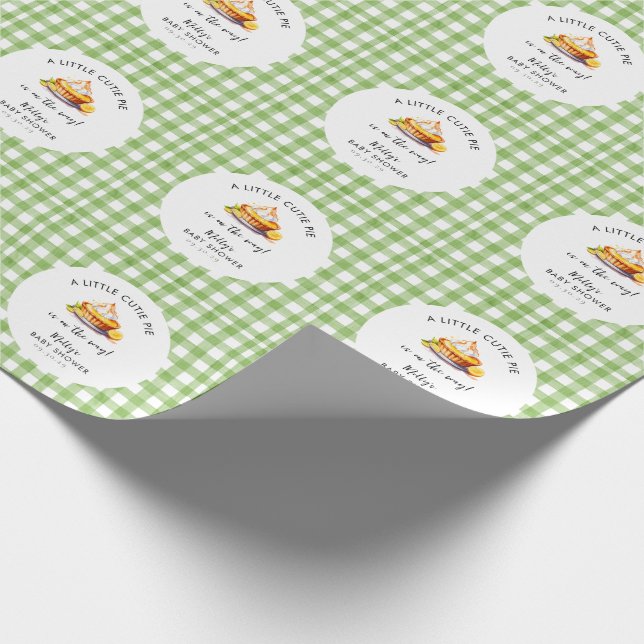 Little Cutie Pie Gingham Baby Shower  Wrapping Paper (Corner)