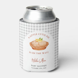 Little Cutie Pie Grey Chequered Baby Shower Can Cooler