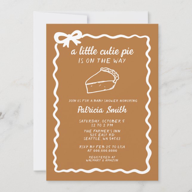 Little Cutie Pie hand draw doodle Fall Baby Shower Invitation (Front)