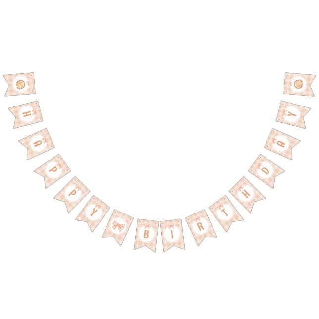 Little cutie Pie happy BIrthday gingham bow Bunting (All)