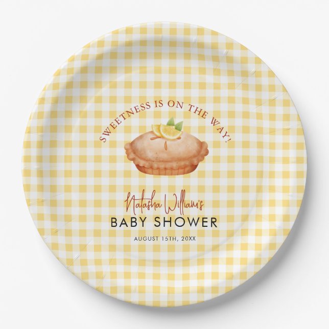 Little Cutie pie is on the way baby shower Paper Plate (Front)