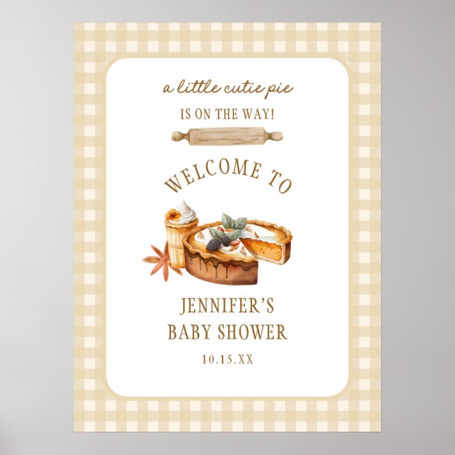 Little Cutie Pie Is On The Way Baby Shower Welcome Poster (Front)