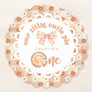 Little cutie Pie is turning One 1st birthday Paper Coaster