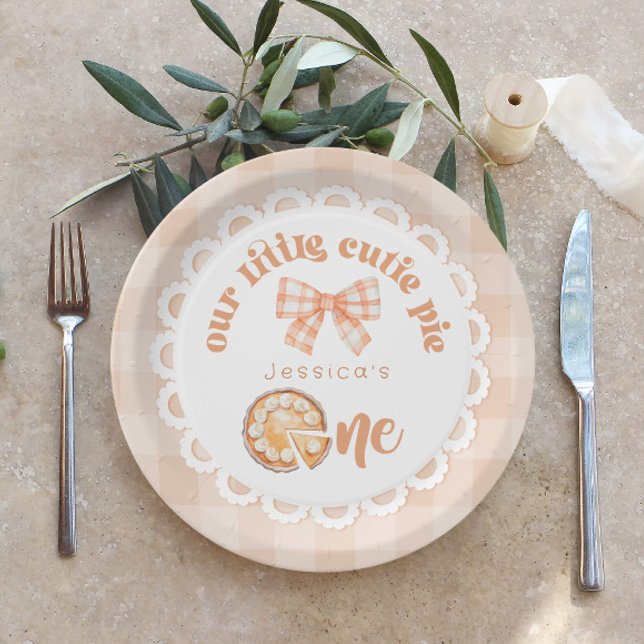 Little cutie Pie is turning One 1st birthday Paper Plate (Creator Uploaded)