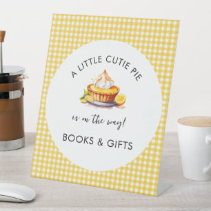 Little Cutie Pie Lemon Baby Shower Books & Gifts  Pedestal Sign