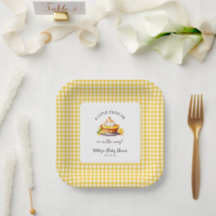 Little Cutie Pie Lemon  Gingham Baby Shower  Paper Plate