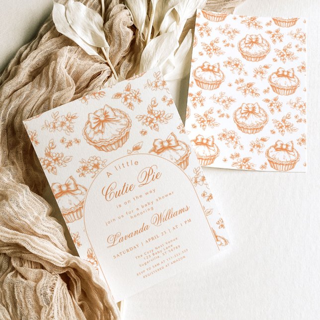 Little Cutie Pie modern Toile arch Baby shower Invitation (Creator Uploaded)
