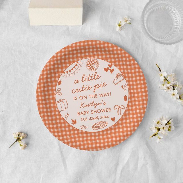 Little Cutie Pie On The Way! Fall Baby Shower Paper Plate (Creator Uploaded)