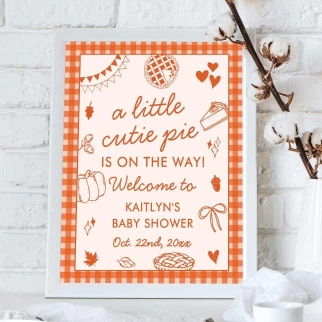 Little Cutie Pie On The Way! Fall Baby Shower Poster (Creator Uploaded)