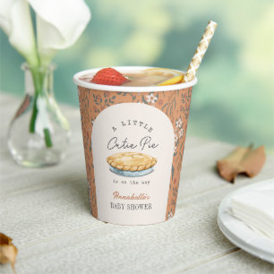 Little Cutie Pie Orange Floral Baby Shower Paper Cups