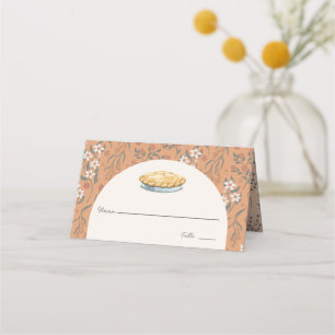 Little Cutie Pie Orange Floral Girl Baby Shower Place Card