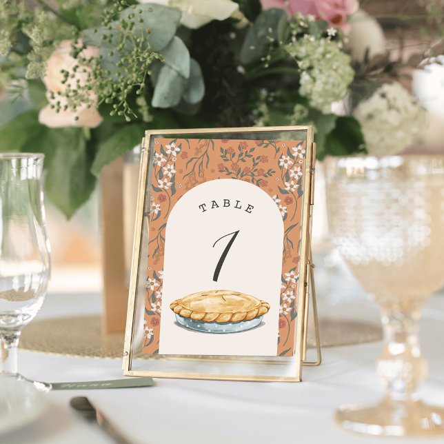 Little Cutie Pie Orange Floral Girl Baby Shower Table Number (Creator Uploaded)