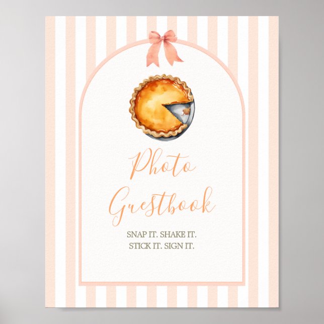 Little Cutie Pie Orange Gingham Photo Guestbook (Front)