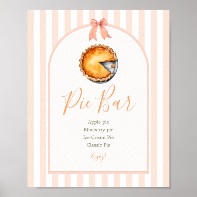 Little Cutie Pie Orange Gingham Pie Bar Sign (Front)