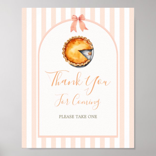 Little Cutie Pie Orange Gingham Thank You Poster (Front)