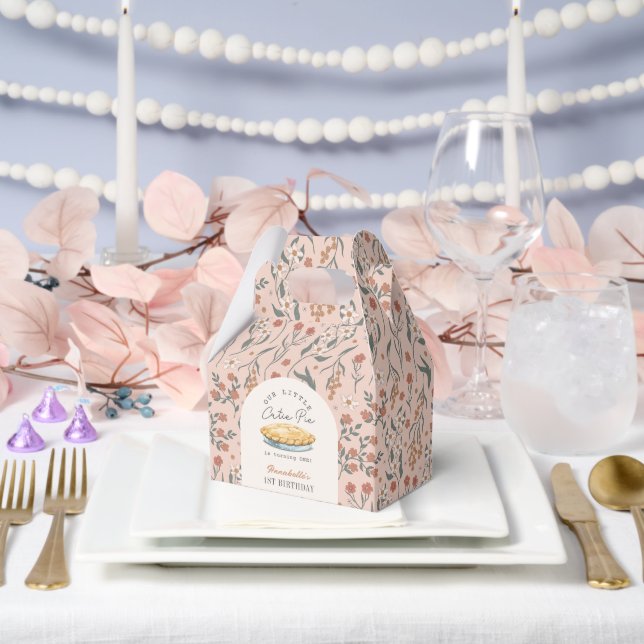 Little Cutie Pie Pink Floral 1st Birthday Favour Box (Wedding)
