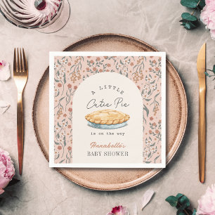 Little Cutie Pie Pink Floral Baby Shower Napkin