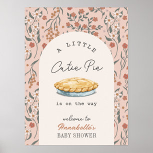 Little Cutie Pie Pink Floral Baby Shower Welcome Poster