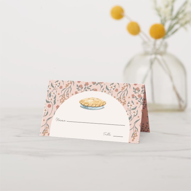 Little Cutie Pie Pink Floral Girl Baby Shower Place Card (Front)
