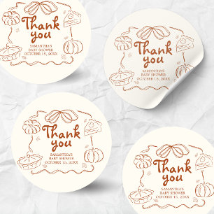 Little Cutie Pie Pumpkin Baby Shower Classic Round Sticker